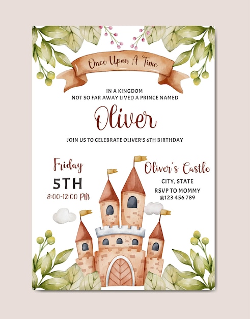 Birthday watercolor invitation card