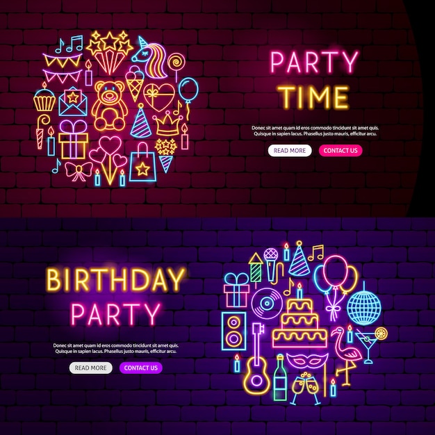 Birthday website banners. vector illustration of celebration promotion.