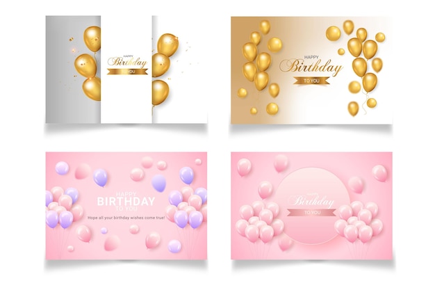 Birthday wish card set with color  balloon