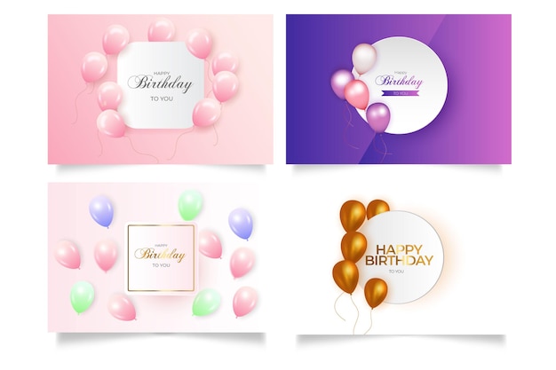 Birthday wish card set with color  balloon