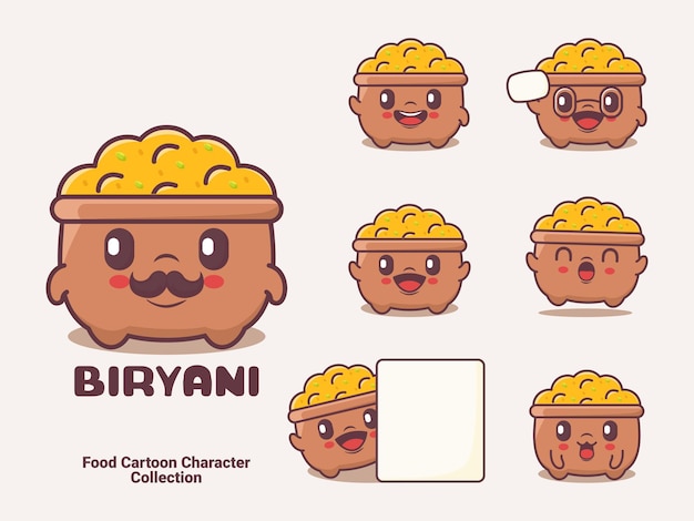 Vector biryani cartoon character indian food vector illustration