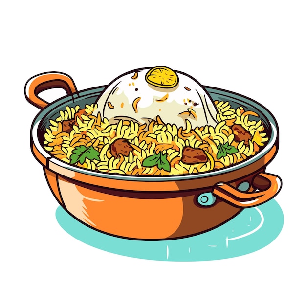 Vector biryani indian foodcartoon vector illustrator