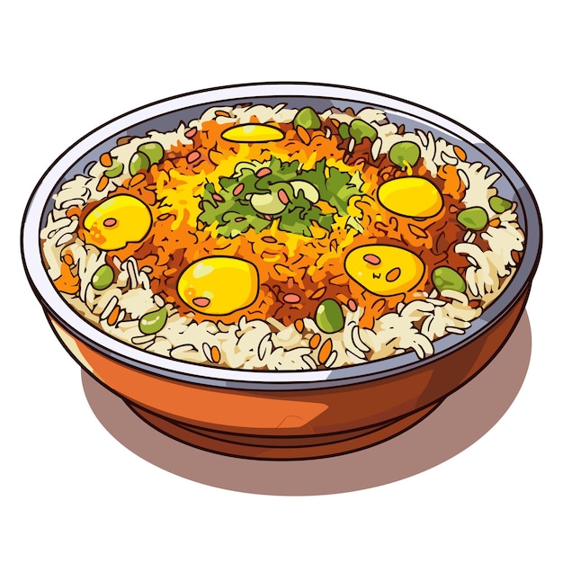 Vector biryani indisch voedselcartoon vectorillustrator