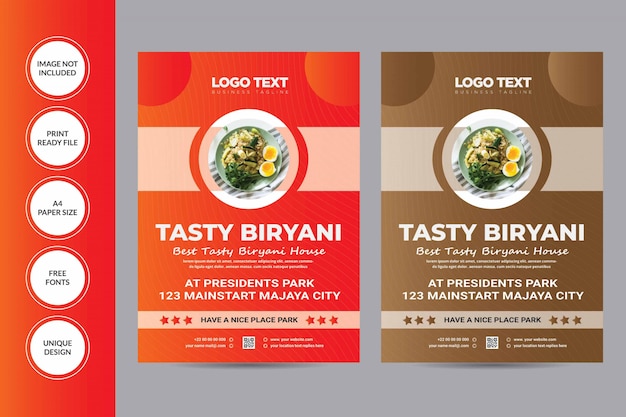 Biryani restaurant flyer template