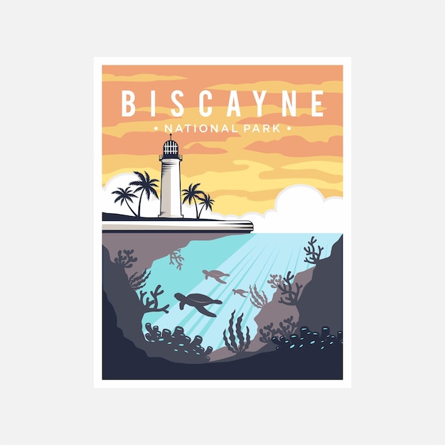 Vector biscayne national park poster vector illustratie ontwerp