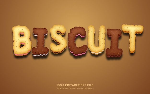 Biscuit 3D Bewerkbare tekststijl-effect