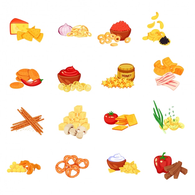 Vector biscuit cookie cartoon icon set