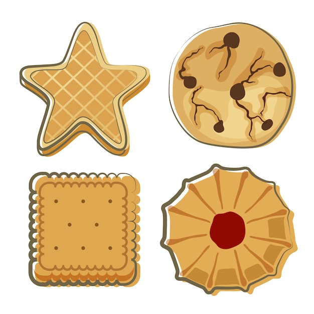 Vettore set di cibo doodle di biscotto