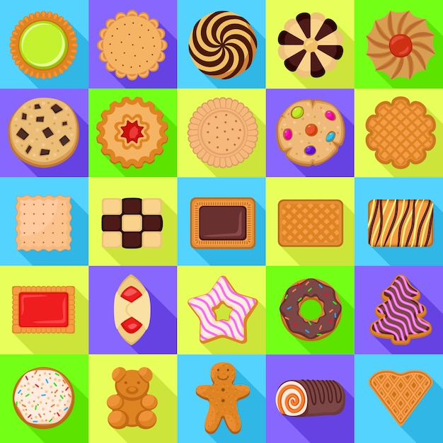 Biscuit icons set