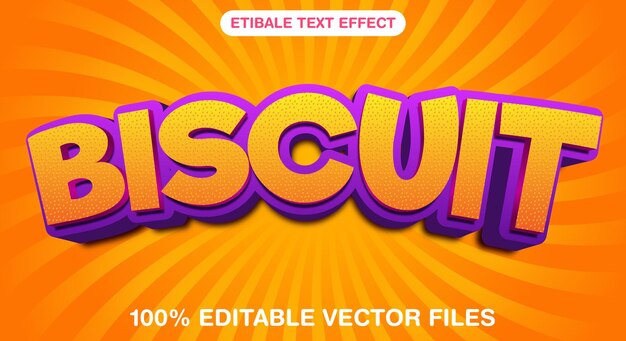 Biscuit Realistic editable 3d text effect Vector