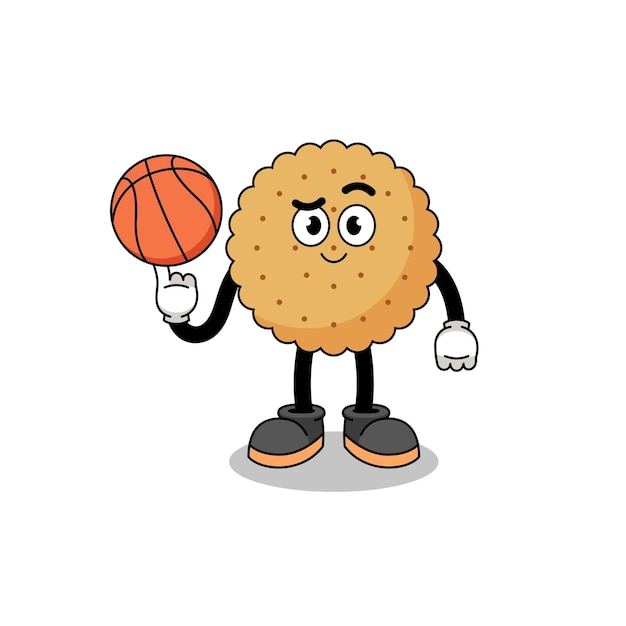 Biscuit ronde illustratie als karakterontwerp van een basketbalspeler