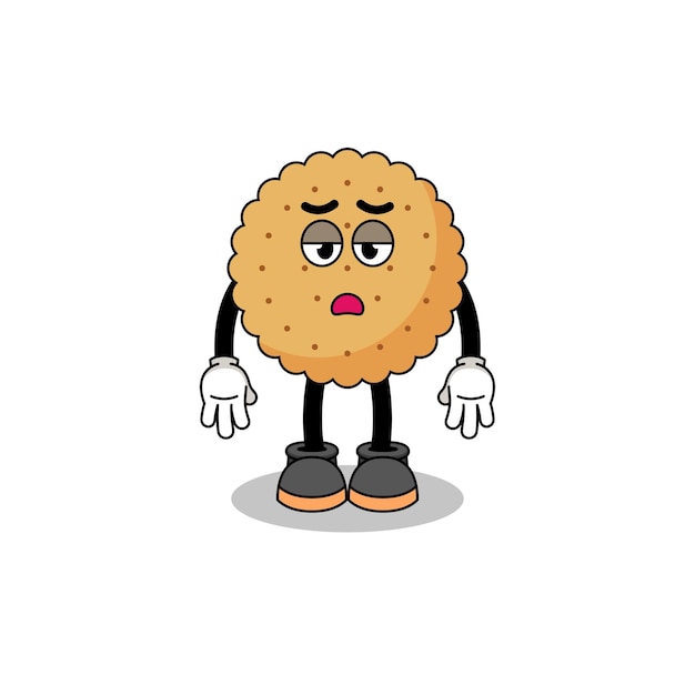 Biscuit round cartoon with fatigue gesture character design