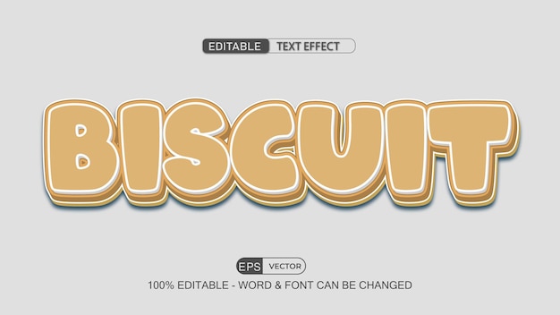 Biscuits Editable Text Effect Vector 3d style