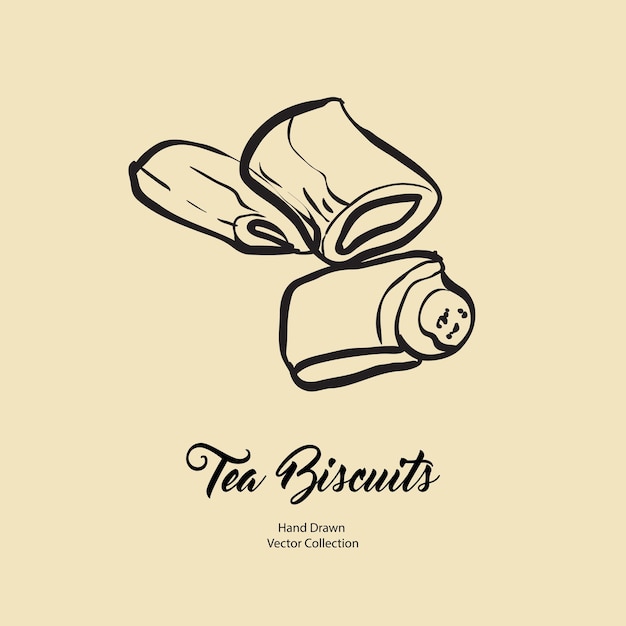 Biscuits isolated hand drawn vector line illustration in old style vector tea biscuits cookies for cooking logo packaging design cafe menu banner flayer coffee shop in retro hand drawn style