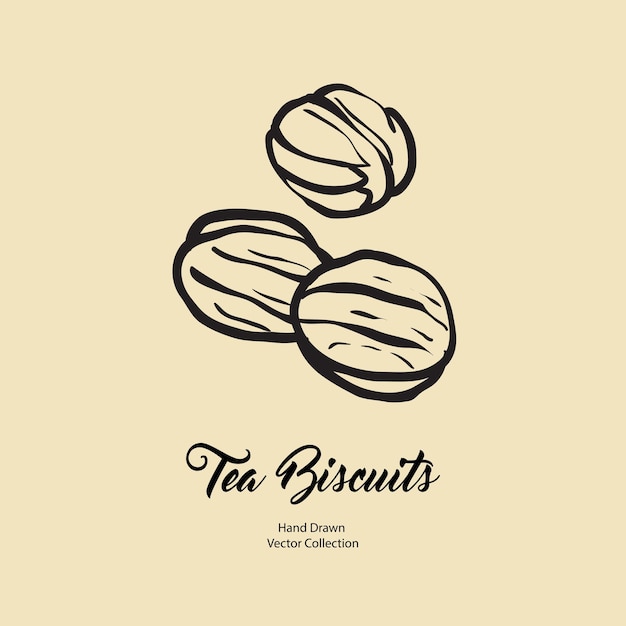 Biscuits isolated hand drawn vector line illustration in old style vector tea biscuits cookies for cooking logo packaging design cafe menu banner flayer coffee shop in retro hand drawn style