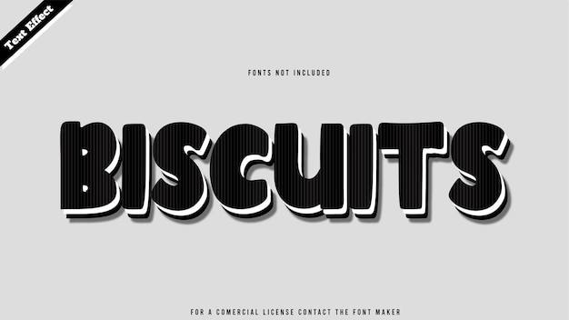 Biscuits text effect design vector. editable 3D text effect