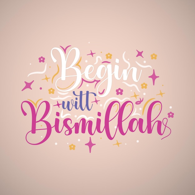 Bismillah citaat belettering premium vectorillustratie