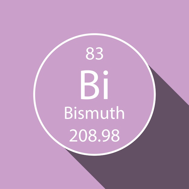 Bismuth symbol with long shadow design Chemical element of the periodic table Vector illustration