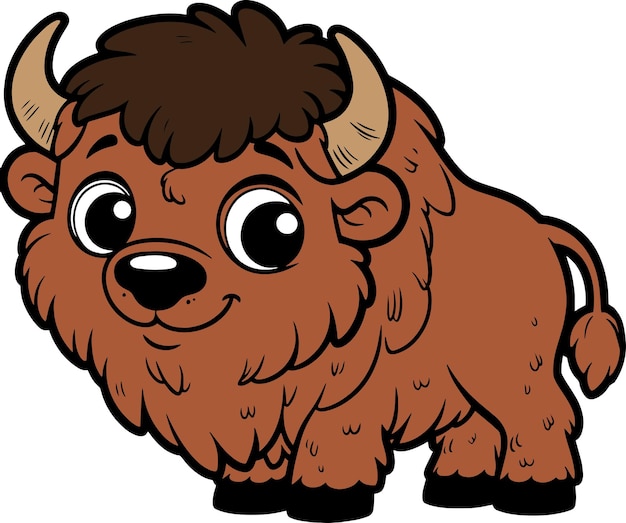 Bison 2D cartoon character clipart