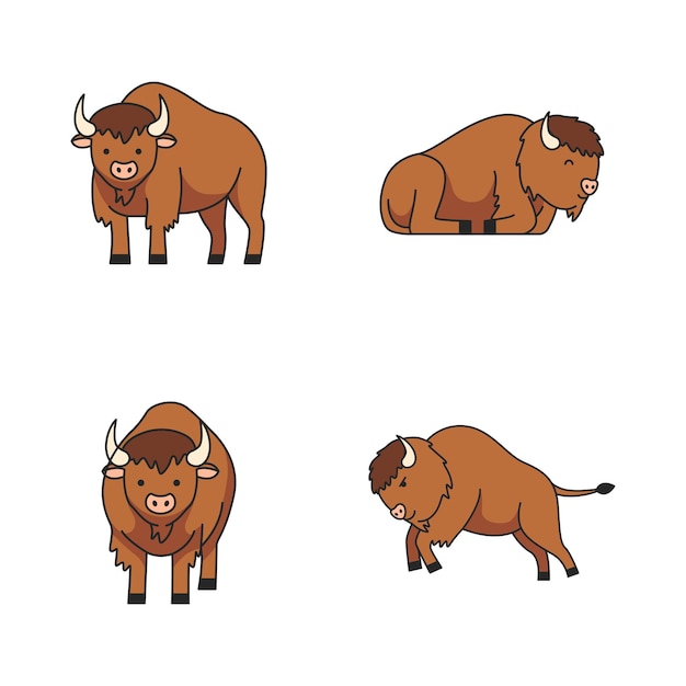 Illustrazione cartoni animati vettoriale di bisonti