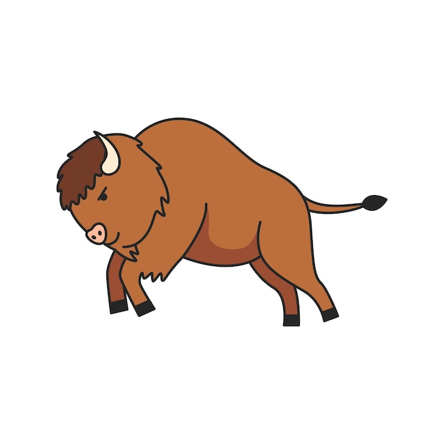 Bison animal vector cartoon illustration