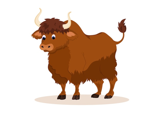 Bison Cartoon Karakter Vector Geïsoleerd Op Een Witte Achtergrond