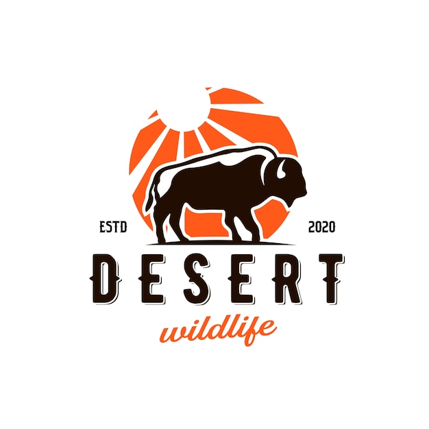 Disegno di marchio del sole del deserto del bisonte