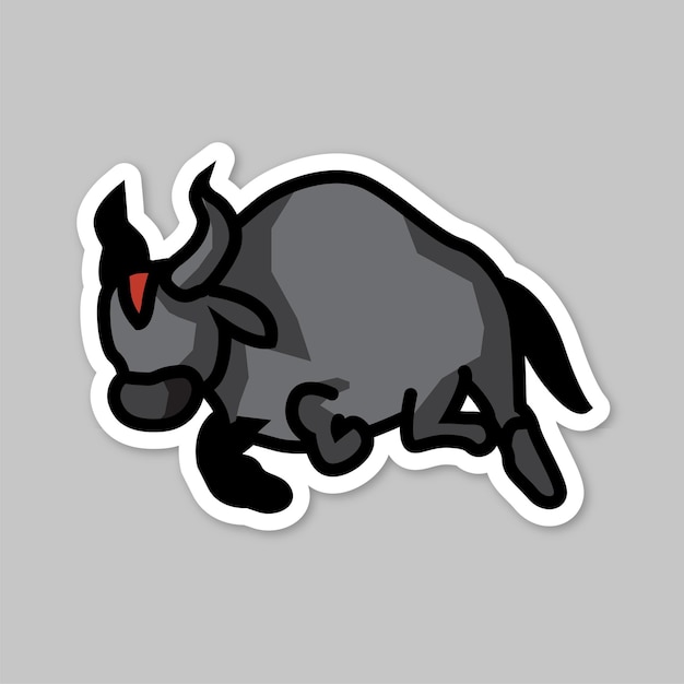 Vector bison editable cartoon style sticker vector