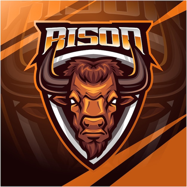 Bison head esport mascot logo design