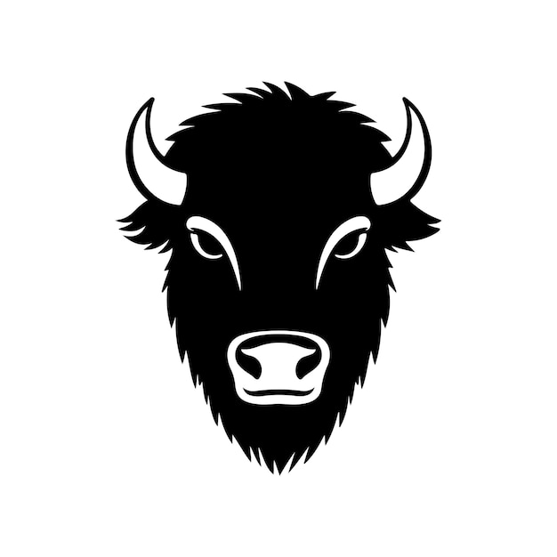 Bison head logo icon silhouette vector illustration