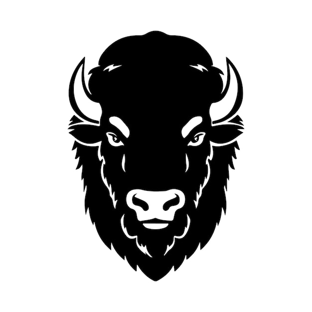 Bison head logo icon silhouette vector illustration