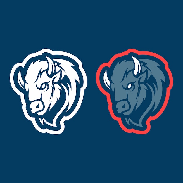 Vector bison head mascot logo design