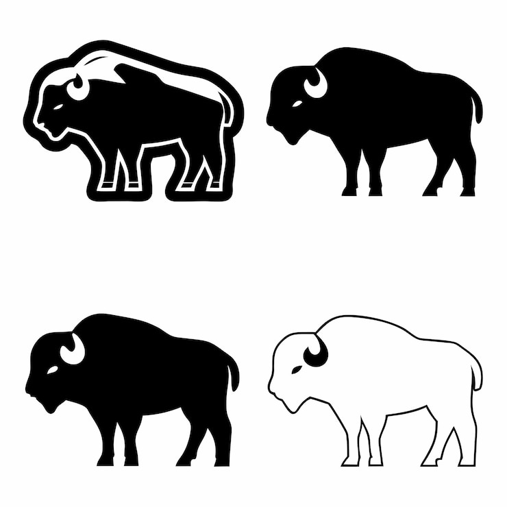 Vector bison icon set
