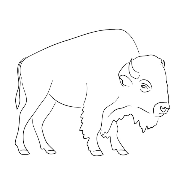 Vector bison illustratie in doodle stijl vector geïsoleerd op een witte achtergrond