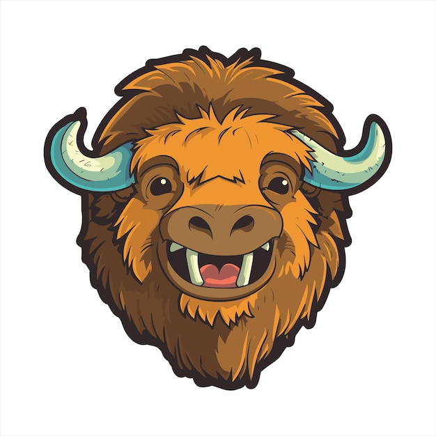 Bison leuke grappige Cartoon Kawaii Clipart kleurrijke aquarel dier huisdier Sticker illustratie