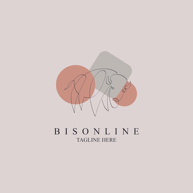 Bison line style  logo template design for brand or company and other