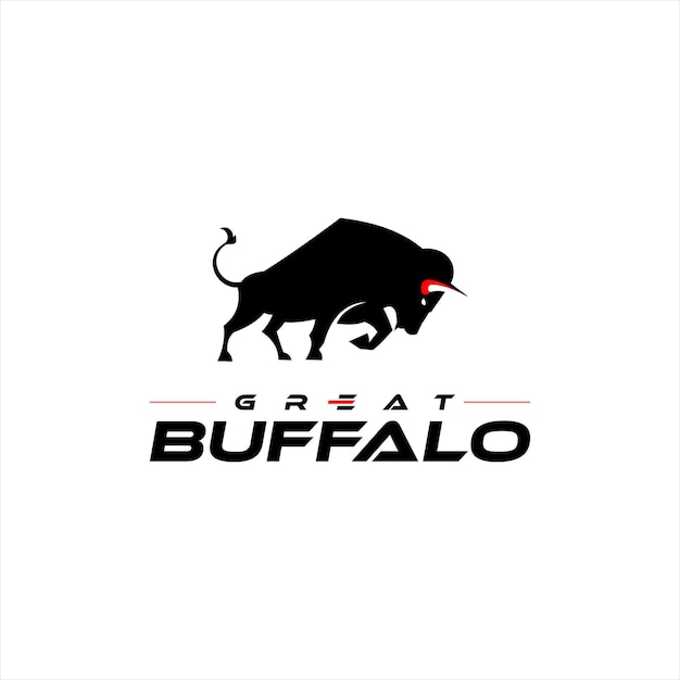 Bison Logo Silhouette Wild Buffalo Animal Vector Graphic Design