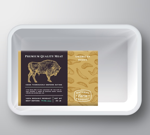 Bison plastic tray container packaging mockup