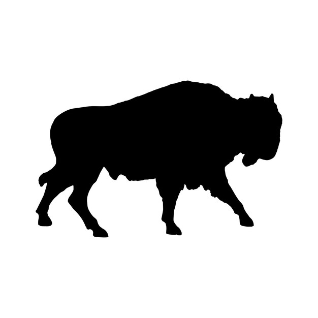 Vector bison silhouette on white background isolated vector animal