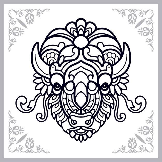 Bison zentangle arts isolated on white background