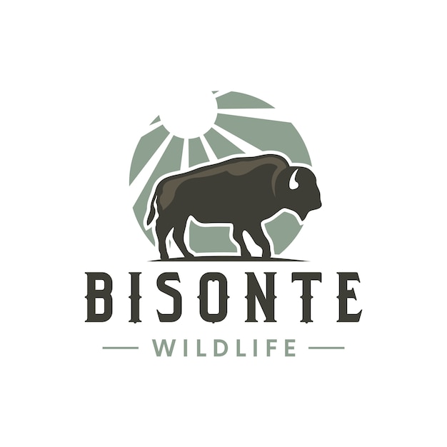 Bisonte zon vintage logo ontwerp