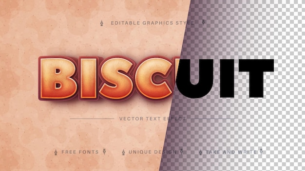 Vector bisquit editable text effect font style