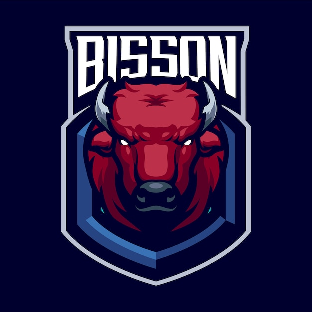 Vector bisson head mascot logo for sport and esport isolated