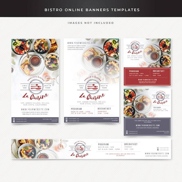 Vector bistro online banners templates