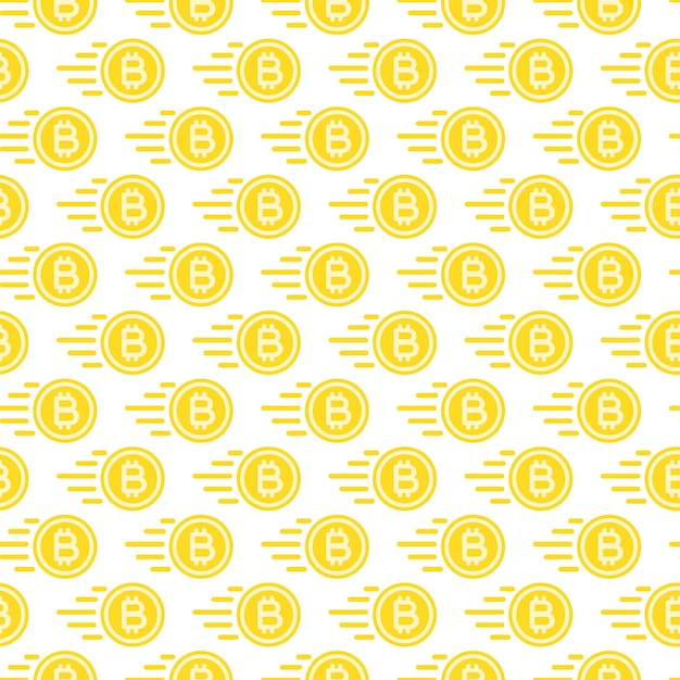 Bit coin seamless pattern consisting of flying money yellow color flat style for cryptocurrency, payment, finance company, investment, bank, money, exchange etc. vector illustration