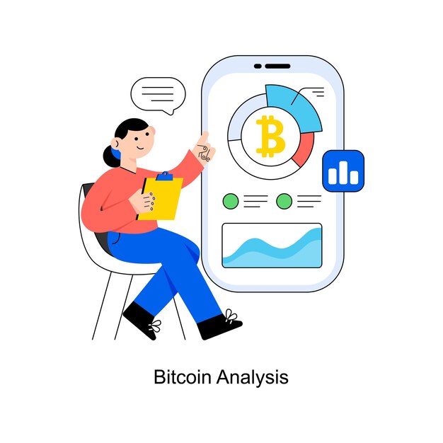 Bitcoin-analyse Flat Style Design Vectorillustratie Voorraadillustratie