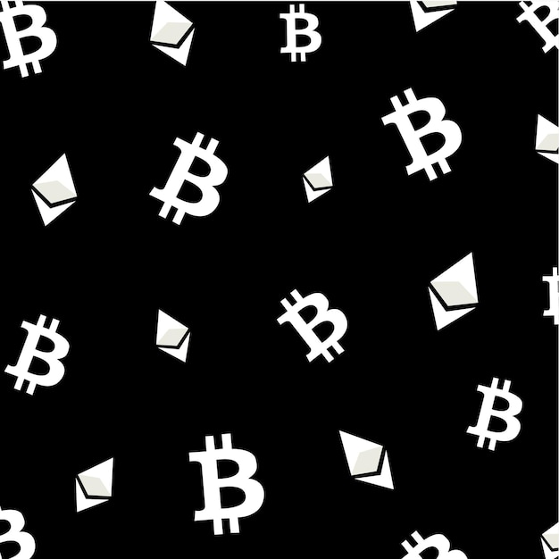 Bitcoin 및 Ethereum 원활한 패턴 벡터 Cryptocurrency 원활한 패턴