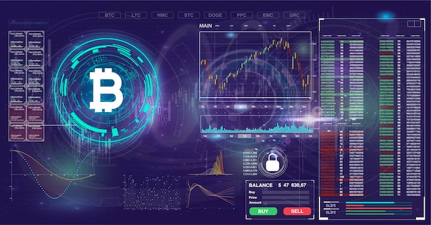 BitCoin Background with HUD Elements