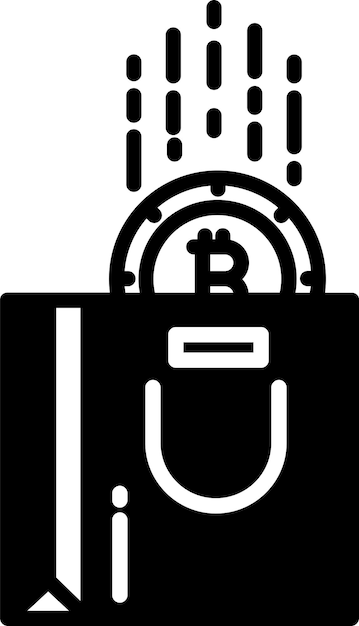 Bitcoin bag glyph and line vector illustration