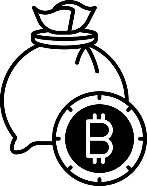ビットコイン バッグ ソリッド グリフ ベクター イラスト